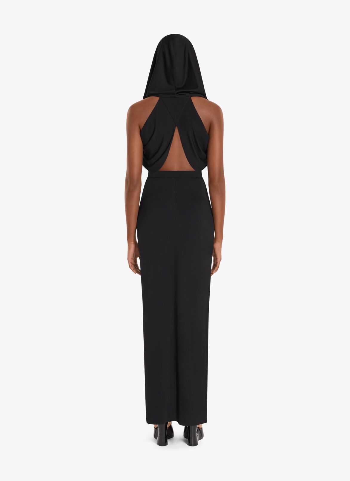 Fluid hooded Black dress ALAÏA BLACK FLUID HOODED BLACK DRESS